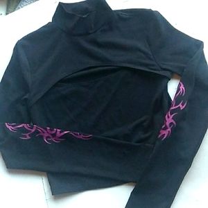 FOREVER 21 Black and pink cutout top